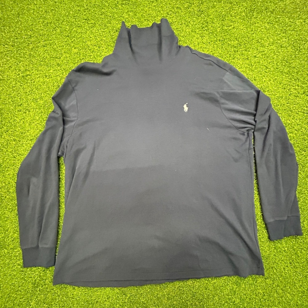 Polo Ralph Lauren Mens XXL Navy Blue Long Sleeve Turtleneck Pony Logo Shirt